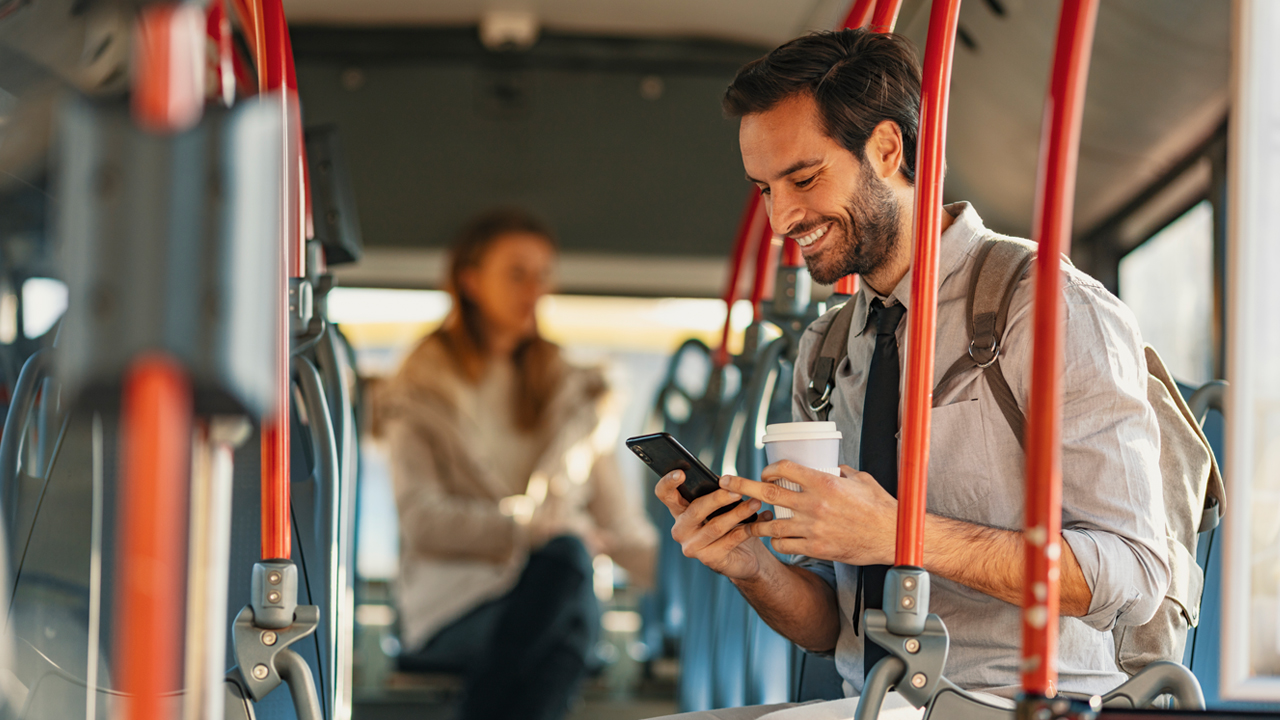 Railway passenger using Wi-Fi