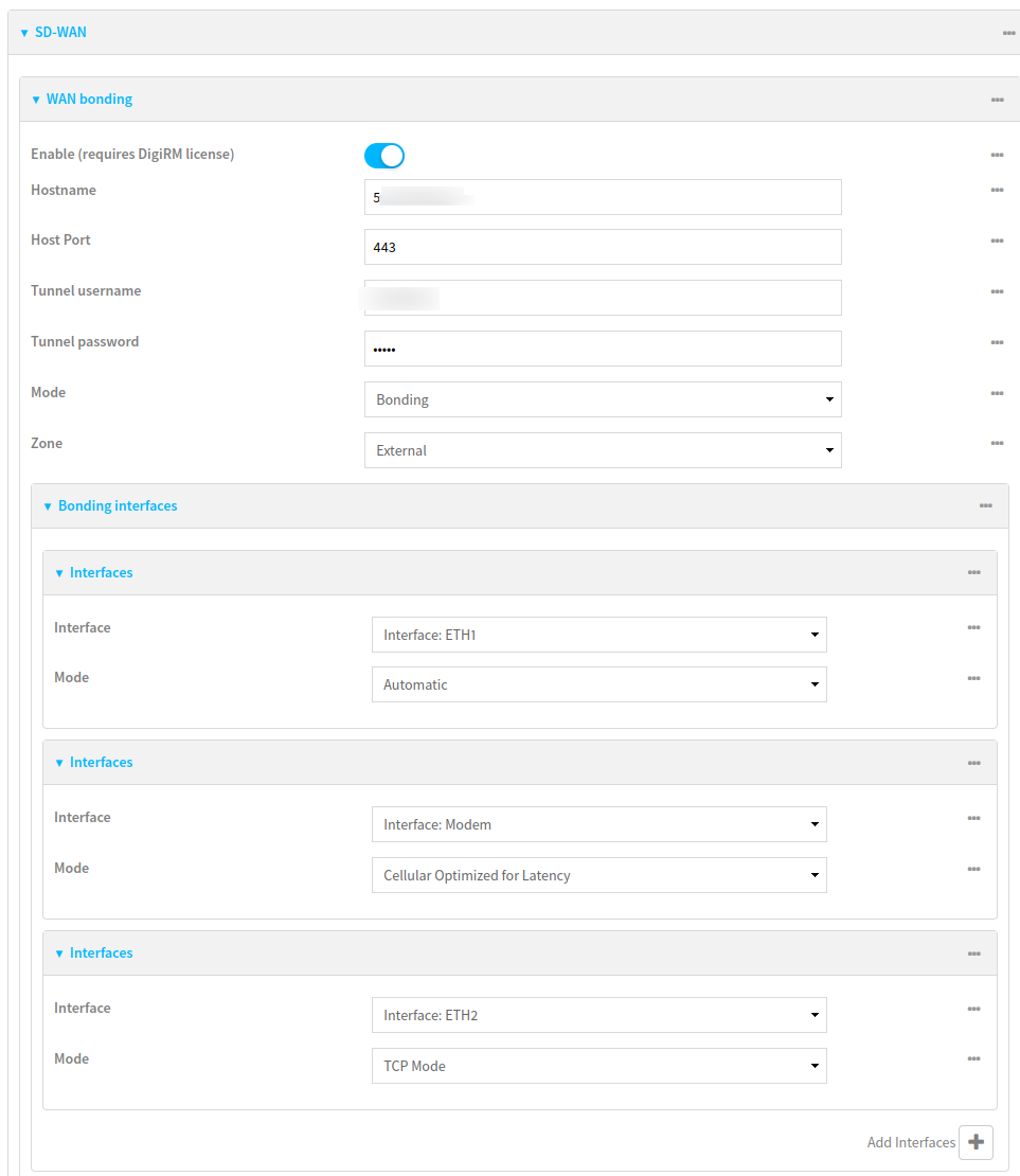 Digi WAN Bonding interface