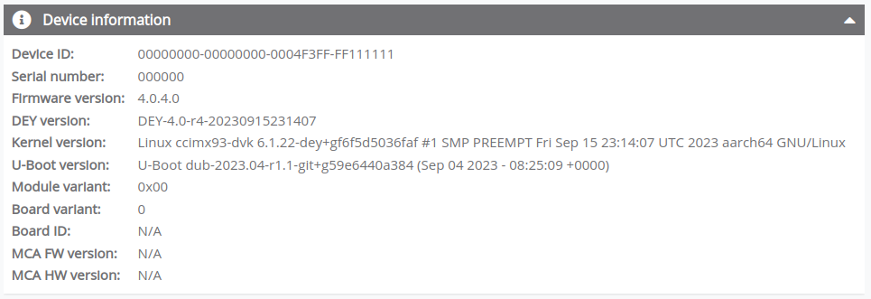 Dashboard device information