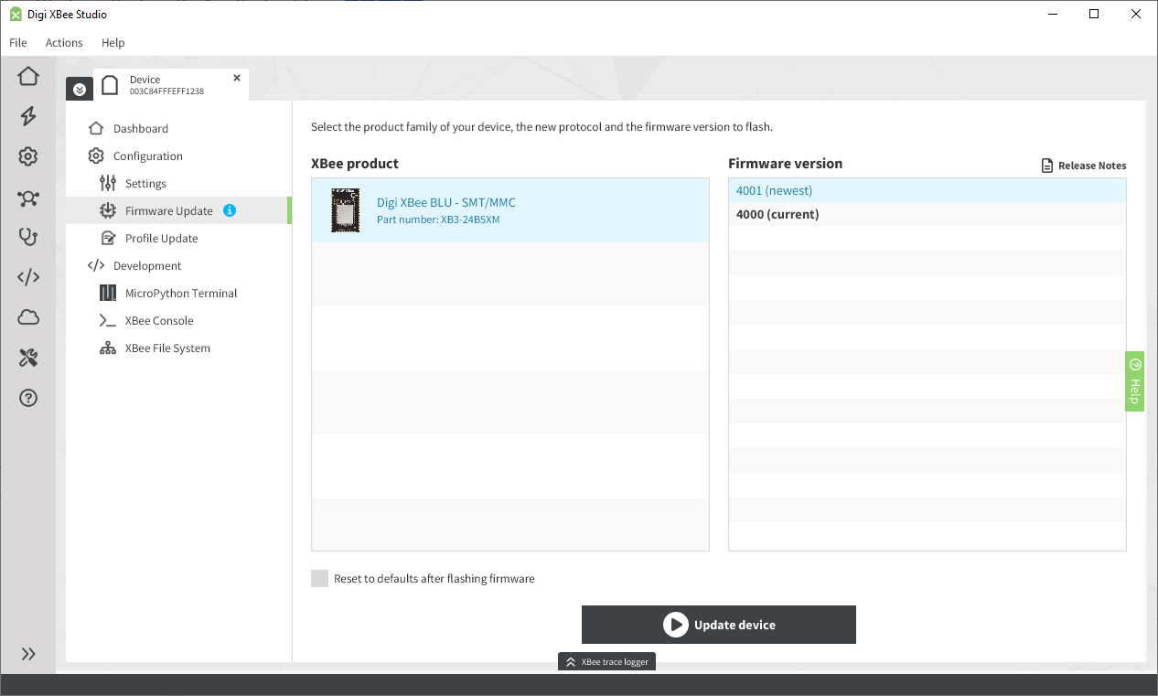 XBee Studio Firmware Update